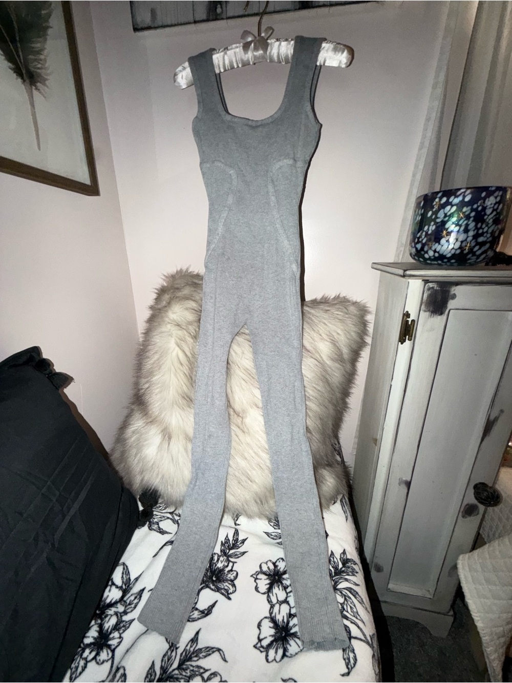 Immodel Gray Ribbed Bodysuit